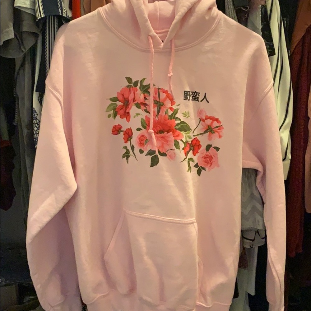Pink floral hoodie